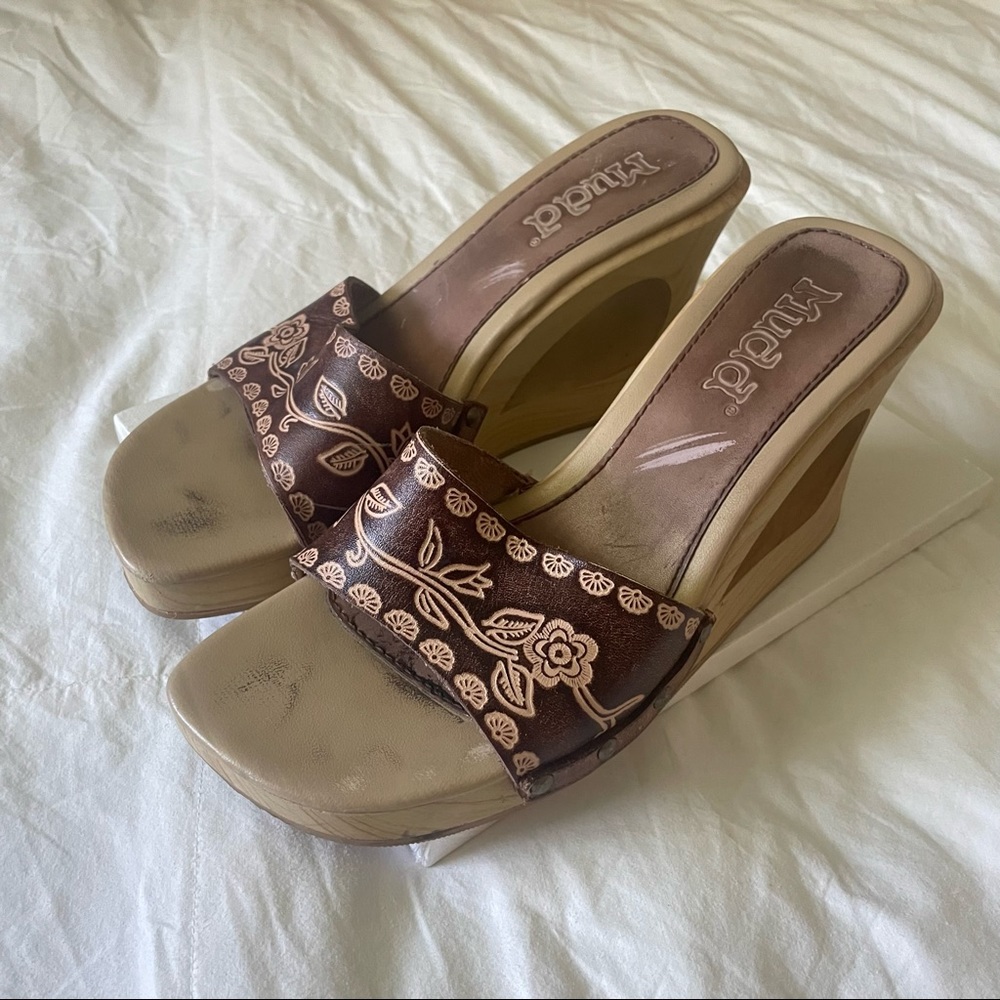Vintage Mudd Leather Platform Sandals